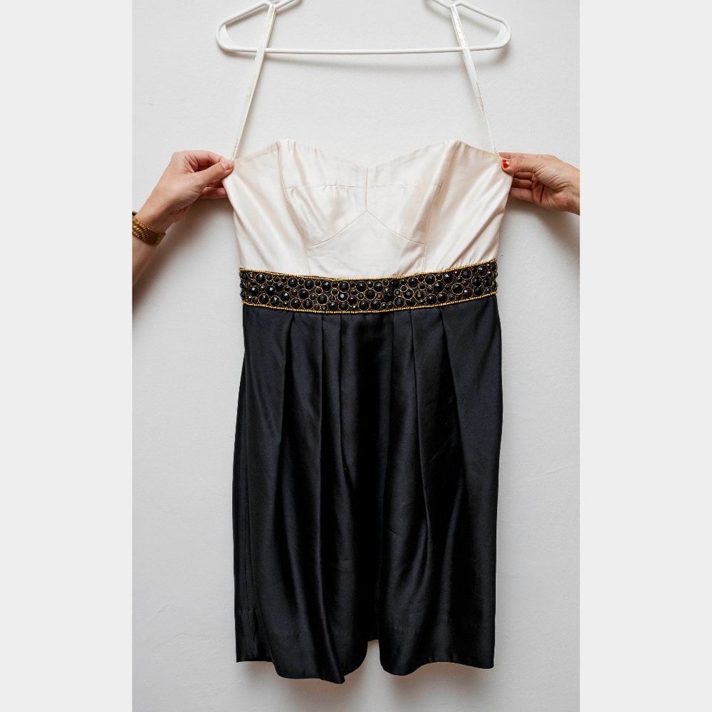 Shoshanna black and white strapless dress size 8